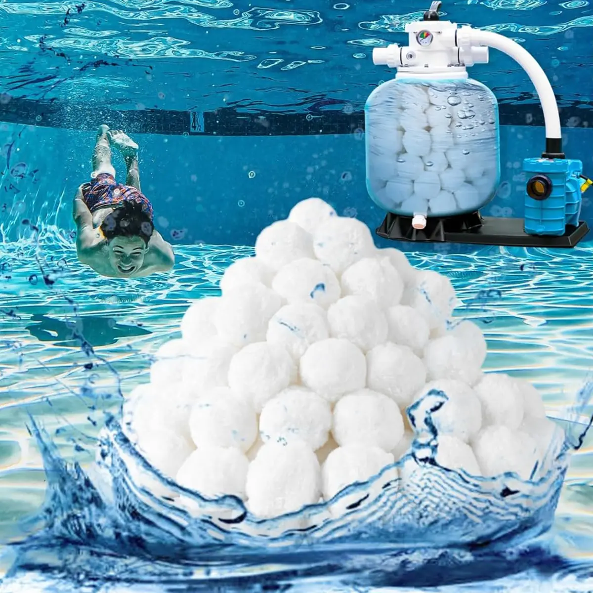 40PCS Pool Filter Balls - Sand Filter Ball, Aquarium Filter Media | Reusable Poly Filter Balls for Pool & Water Tank, Sand Filter Pump Systems Accessories, Swimming Pool Cleaning