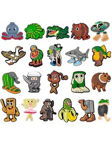 21pcs Set Italian Brainrot Funny Animal Shoe Charms Cartoon Shoes Accessories Decoration Buckle for Clog Sandal Wristband Shoe Embellishment Set