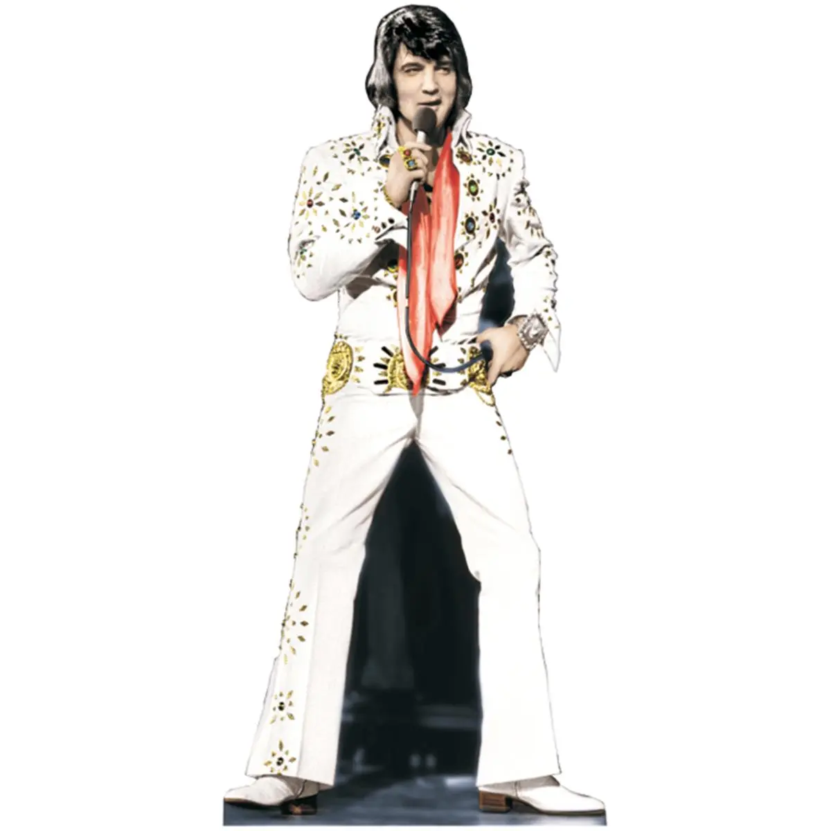 212 MAIN 70" H Life-Size Elvis Presley Cardboard Stand-Up - Advanced Graphics 391 White Jumpsuit, Motion-Sensor Audio, Party Gift, Music Memorabilia, Living Room Home Decor