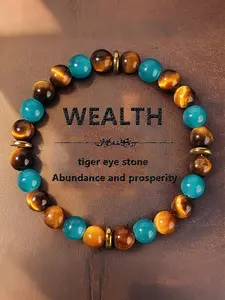 Wealth and Prosperity Tiger Eye Aquamarine Natural Crystal Bracelet, Exquisite Bracelet, Unique Crystals, Fashionable and Versatile Design Suitable for Wearing at Any Time, Gift for Friends