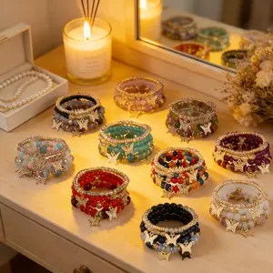 20pcs Mix  Bohemian Multilayer Beaded Bracelets Set for Women Girls, Stackable Vintage Bracelets with Star & Butterfly, Glass Beaded Bracelets for Daily Wear Party Holiday Gift