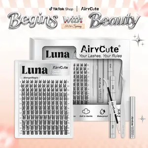 Luna | AiryCute MangaMagic Collection Upgrade U Lashes with Ultra-Dense, Waterproof, Long-Lasting Lashes | Aphrodite | Fashion Wet Look | Beginner Friendly DIY Lashes For a Flawless, Voluminous Look | Trendy & Must-Have Clusters #SummerVibes