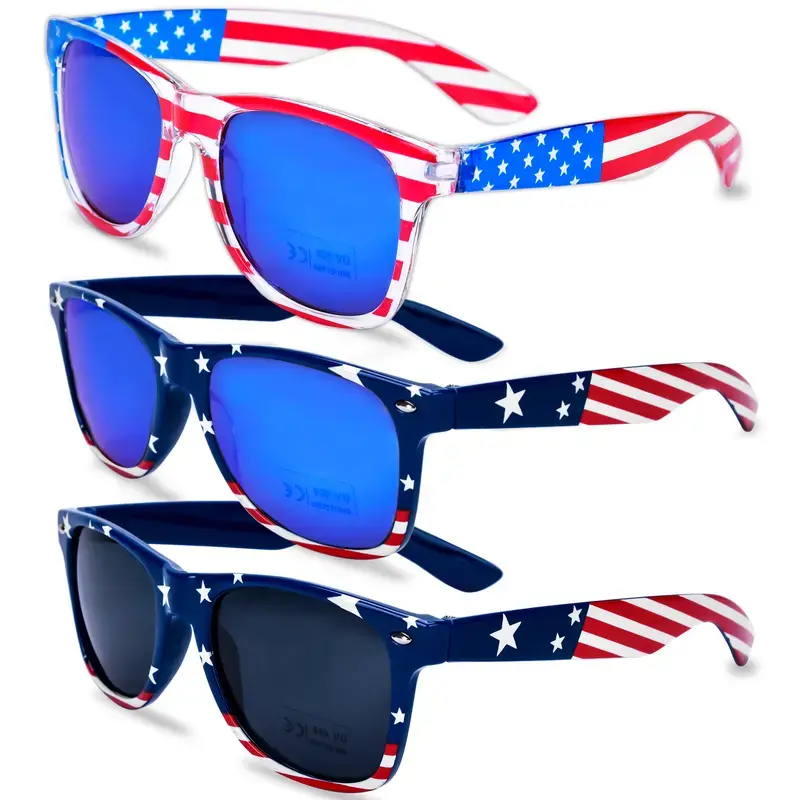 American Flag Sunglasses, 4th of July Decorations Frame Sunglasses for Women Men Teens, Patriotic Party Favors Supplies Independence Day Memorial Day Decorations 4th of July Accessories