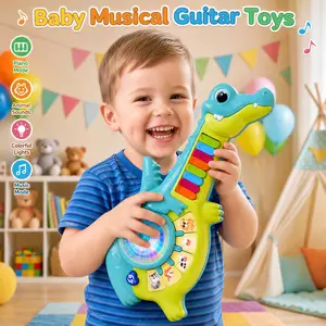 Baby Dinosaur Toys 12 Months+, Educational Cartoon Guitar For Toddlers, Infant 1st First Interactive Learning Birthday Present, Baby Music Toys for 1 2 3 Year Old Boys and Girls, Educational Piano Toys with Animal Sound And Light, 1st Birthday Gifts