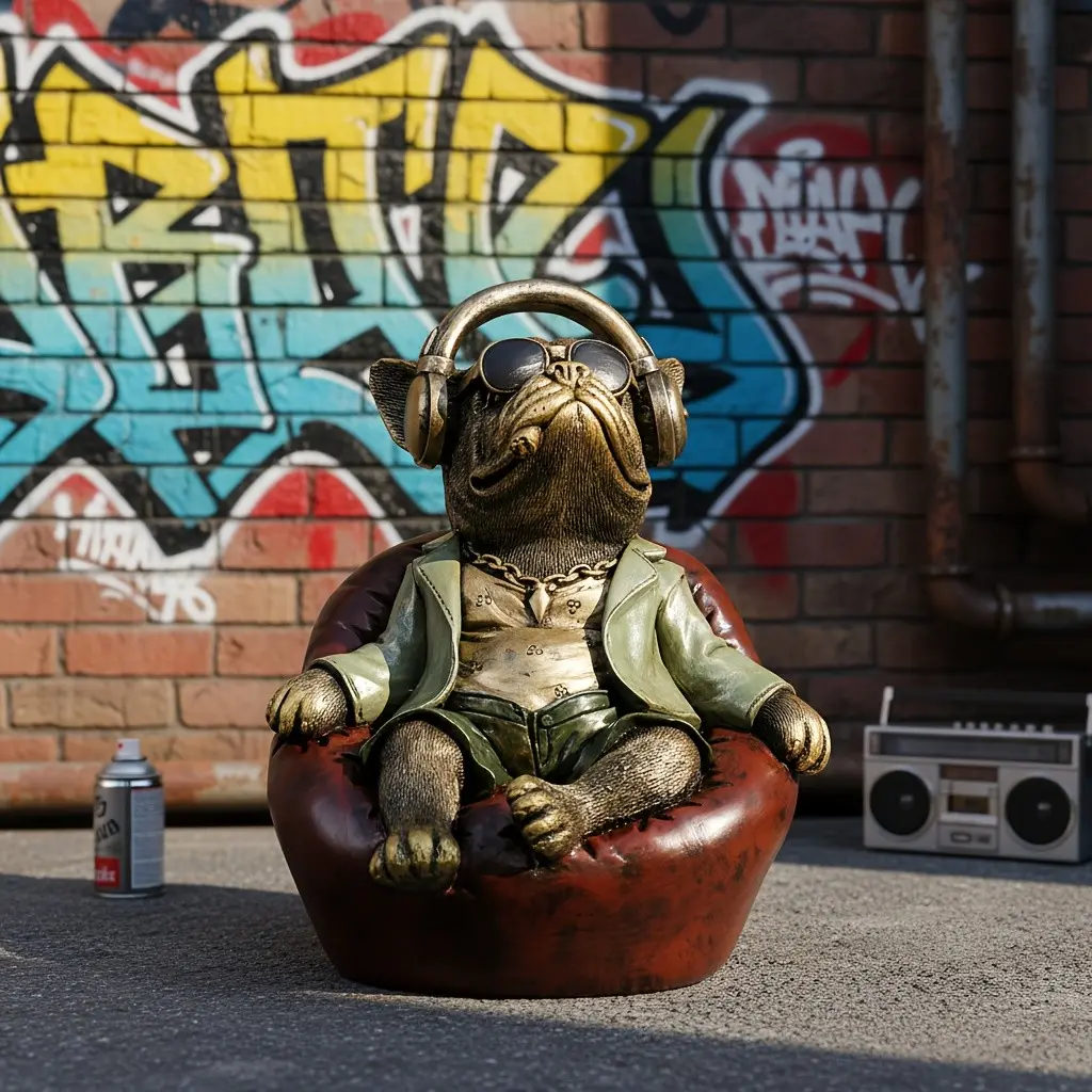 Vintage Bulldog Leather Sofa Ornament, Statues, Hip-Hop Dog Sculpture for Office Decor, Size: 20x14x10.7cm, Perfect for Home and Office Decoration, Home Decor Accessory, Interior Decoration Accessories, Animal Decorations, Decorative Sculptures
