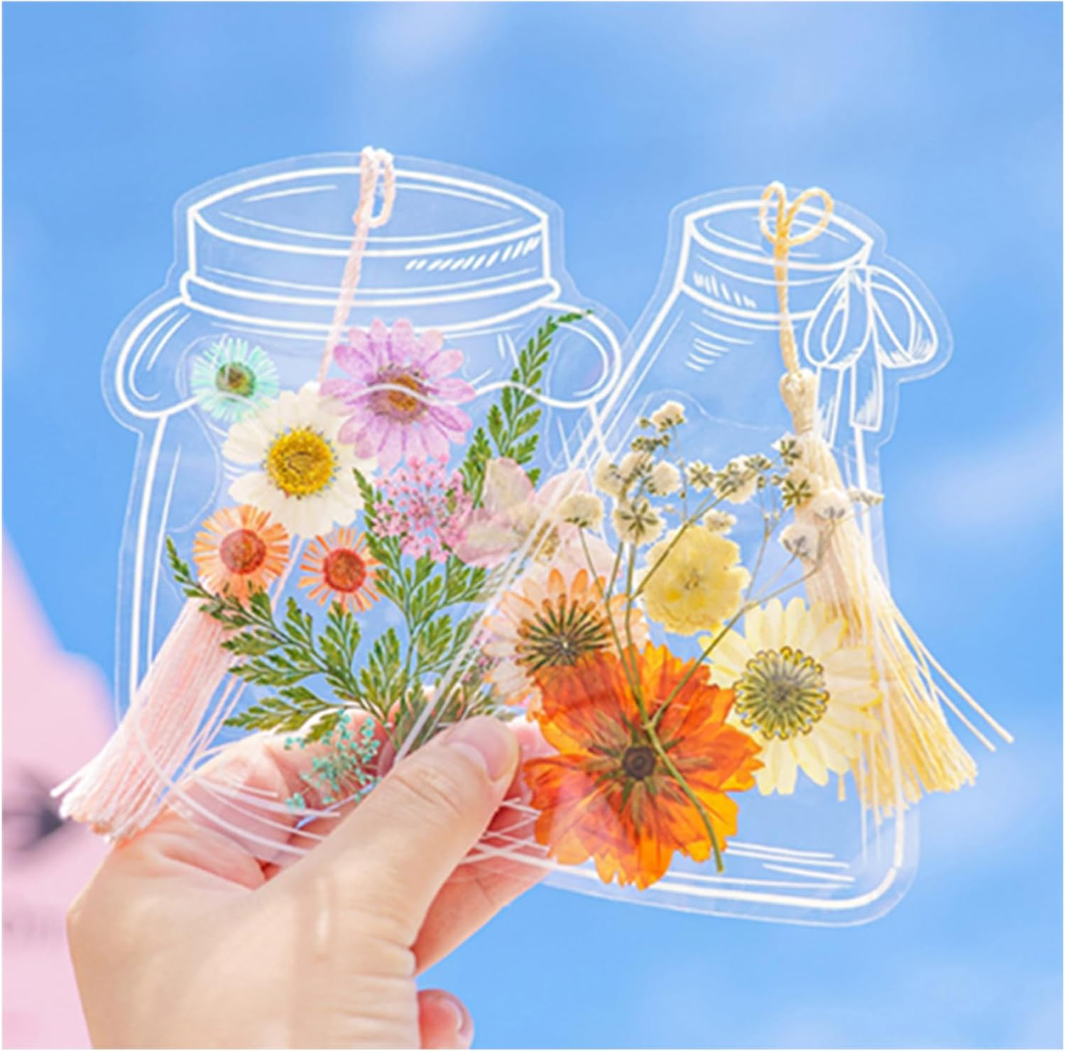 Handmade DIY Bookmark Kit – Clear Plant Specimen & Dried Flower Tags for Craft & Bottle Decoration