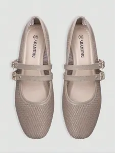 Women's Mesh Mary Jane Flat Shoes, Casual Flats, Breathable & Comfortable Design, Ideal for Daily Wear, Casual Style