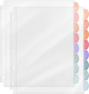 Mr. Pen- Clear Sheet Protectors with Tabs, 8 Tabs, 2 Sets, Clear Plastic Dividers for 3 Ring Binder, Insertable Index Page Divider Multicolor Tabs