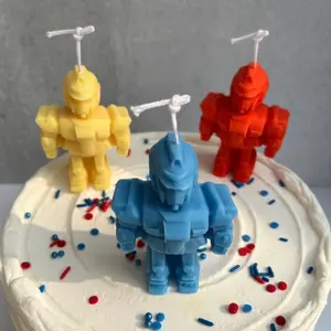 Robot Candles, Robot Shaped Candles, Cake Candle, Space Theme, Party Candles, Hand Poured, Natural Wax, Cake Decor, Cake Topper caketoppers
