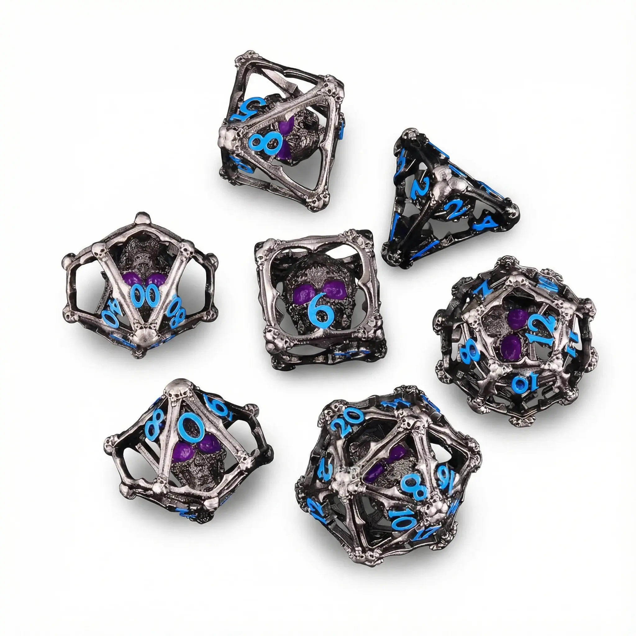 3D Skull Hollow-Out Metal D20 | Cthulhu & Gothic Style for DND Tabletop RPG | Intricate 3D Sculpted Collector‘s dice roll Vibrant Orange and Yellow Icosahedron Dice Set