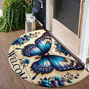 Butterfly Half Round Rug, Anti-Slip Mat, Entryway Shoe Changing Area, Bathroom Non-Slip, Room Decor, Study Corner Carpet