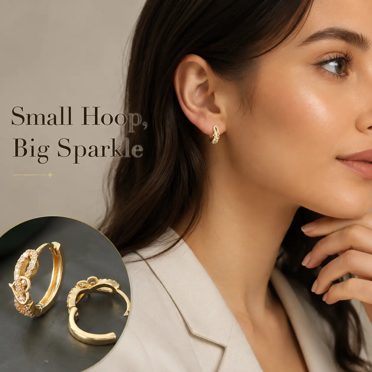 Women's-Girls' Metal Bow Huggie Hoop Earrings, Elegant Pavé Crystal Bow Detail, 1.6 cm Diameter Lightweight Hoops for Daily Wear & Special Occasions, 0.5 Cm, Gold Aesthetic, Female, Pave, Bling Effect, Crystal Pave, Youth, Feminine Look, Metal Hoops