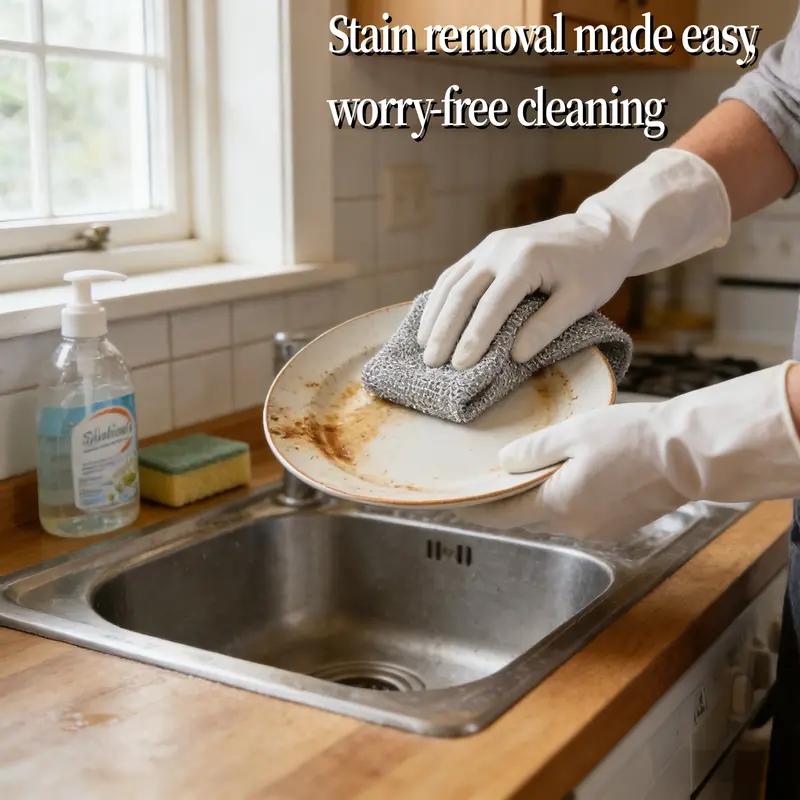 One Rag Outlasts 10 Sponges – 10 Counts Wire Dishwashing Rag, Heavy-Duty Steel Mesh Scrubber, Abrasive-Free Cleaning Cloth for Kitchenware & Pans