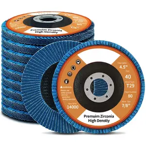 T29 Flap Disc 4 1/2 x 7/8 inch, 40 Grit High Density (80 Flaps) Long Lasting 4 1/2 Sanding Disc Grinding Wheels for Angle  -10 Pack