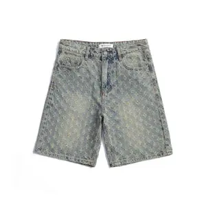 Men’s denim shorts, relaxed fit distressed jean shorts for men, breathable casual streetwear shorts, crafted knee-length shorts