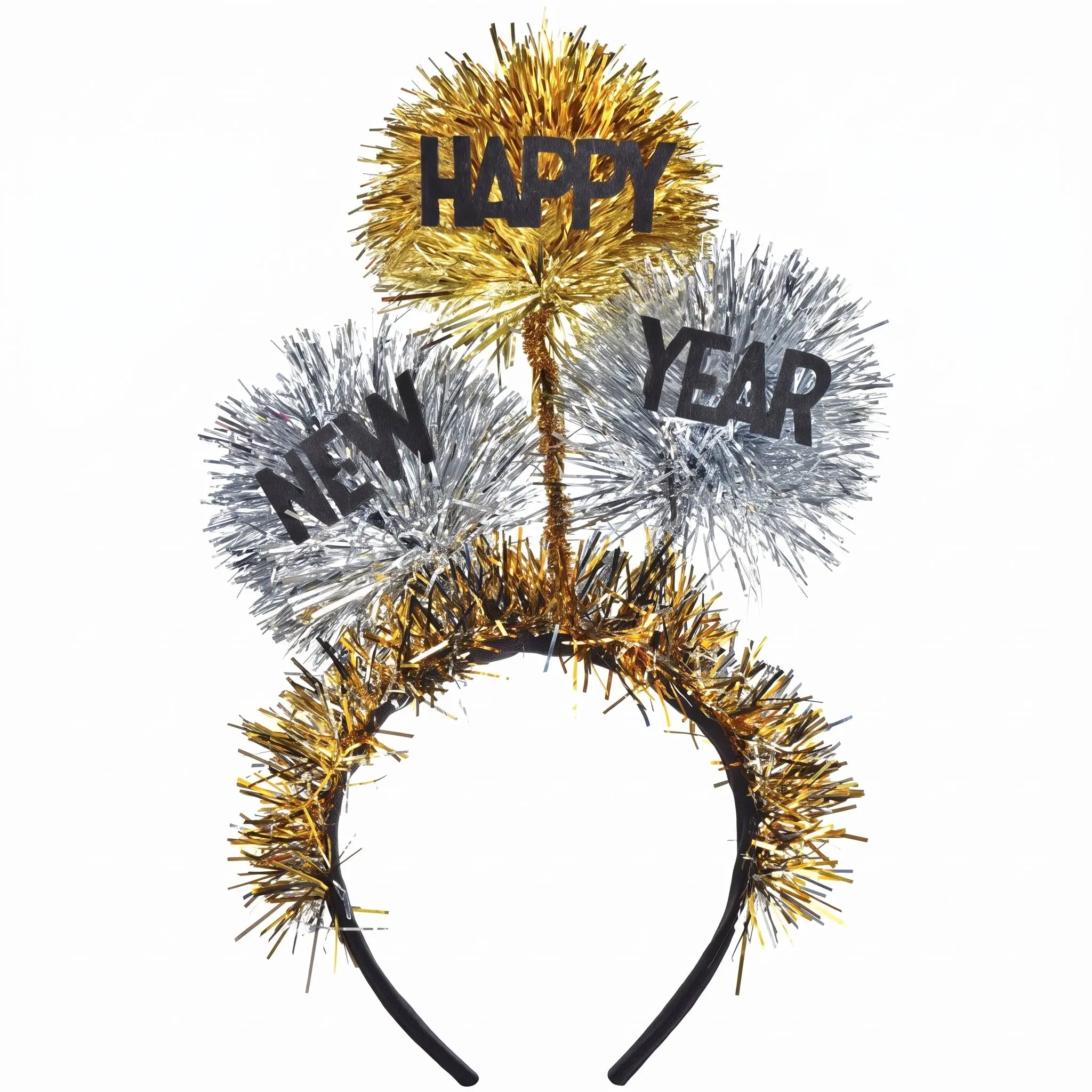 "Happy New Year" Tinsel Ball Headbopper Headband