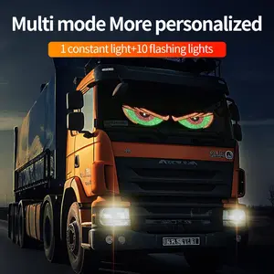 2pcs USB Dynamic Big Devil Eyes Light for Cars, Programmable Flexible Window Screen LED Display for Car, Animated Car Truck Eye interior glow Devil's Eye LED Display Car Display Sign