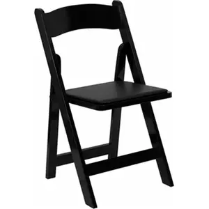 Flash Furniture  Hercules Black Wood Folding Chair with Padded Seat