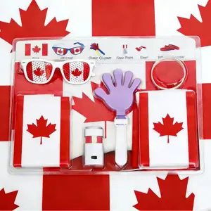 Canada fan gift box,2026 football match，6-in-1 kit， Fan Cheer Set - Soccer, Fans, Stadium Cheer Props, Party Set, including Scarf, Sunglasses, Wristband, Flag, Face Paint, and Clapper - Sports Event Props, Suitable for Stadiums, Festival Parties, and Home