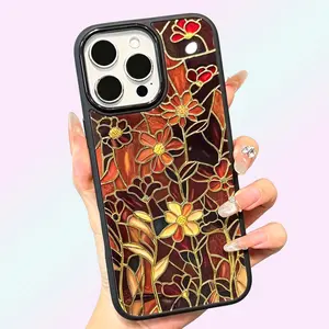 Stained Glass Inspired Floral Magnetic iPhone Case,Compatible With iPhone 17/16/15/14/13/12 Series, Magsafe Supported summerwins