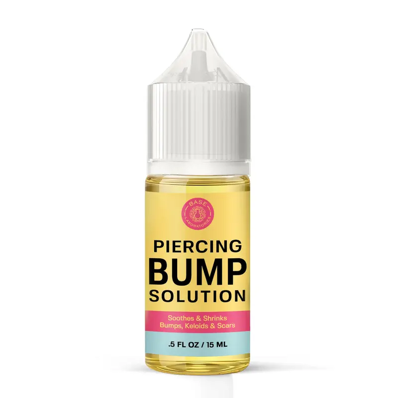 Base Laboratories Piercing Bump Solution - Soothing Essential Oil for Piercing Bumps Keloids & Scars - 15ml Gentle Blend with Rosemary Tea Tree for Nose Ears Body Piercings