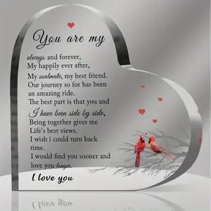 Valentine's Day Anniversary Wedding Gift, Heart Shaped Acrylic Decorative Statue, Perfect for Couples & Loved Ones, Unique Tabletop Ornament