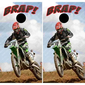 Brap Motorcross Dirt Bike Cornhole Board Wrap Skin Decal | Motorcycle Racing | Dirt Bike Racing | Cornhole Game | Bag Toss | Race