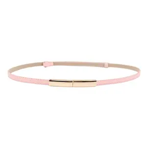 Elastic Slim Women's Belt, Adjustable Women's Leather Belt, Gold Buckle, Slim-Fit Women's Waist Belt
