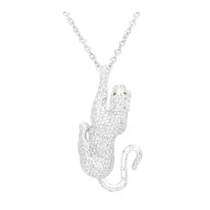 Dallas Prince Sterling Gemstone Panther Brooch& Necklace
