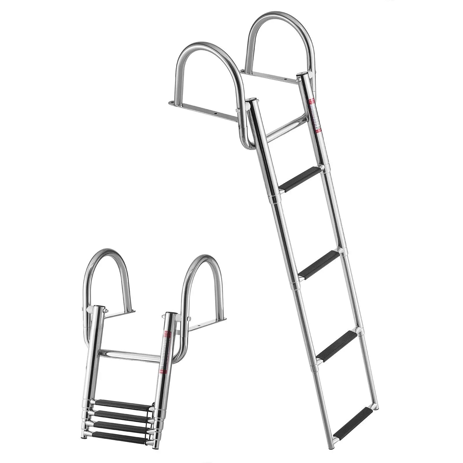 【Summerfinds】VEVOR Boat Ladder,4 StepsStainless Steel Telescoping Folding Swim Deck Ladder for Rear Entry Inboard600 lbs Capacity with Wide Anti-Slip Steps & Handrailsfor OutboardsYachtPontoon BoatsPontoon Boat Accessories, Marine Boat Accessories