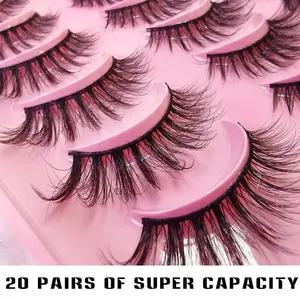3D Wispy Fluffy False Eyelashes 20 Pairs - Lightweight Faux Mink Lashes Natural Volume Reusable Soft Band Strip Lashes for Daily Makeup & Parties