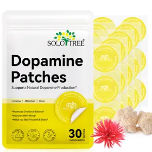 Solotree Dopamine Energy Patches 30 Sheets/month, Plant-Based Extracts with Cranberry Reishi & Ginseng, Lightweight Waterproof, Post-Makeup Use