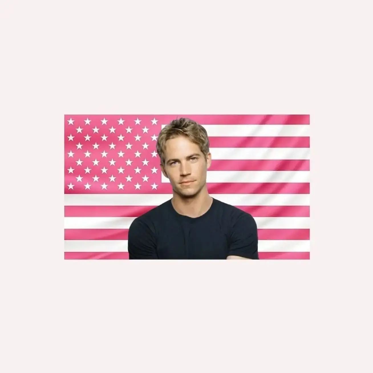 Young Paul Walker Pink American Flag Tapestry – Fast & Furious Wall Art | Celebrity Fan Room Decor | Aesthetic Pink Flag Lightweight Indoor Wall Art