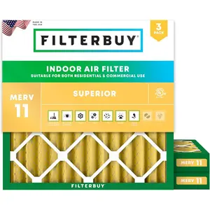 Filterbuy 19x19x2 Air Filter (3-Pack), Pleated MERV 11 Allergen Defense HVAC AC Furnace Air Filters (Actual Size: 19.00 x 19.00 x 2.00 Inches)