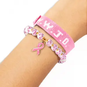 SeSe Code WWJD Inspirational Bracelet Set Blue and White Porcelain Beaded Bow Pendant and Adjustable Letter Ribbon for Daily Wear Dating Gift