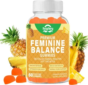 Feminine Balance Gummies for Women - Probiotics Health & Women's pH Balance Gummy Supplement with Cranberry Pineapple Powder, Sugar Free Gluten Free Vegan, 60 Count