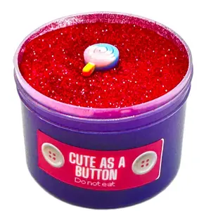 Cute as a Button 8oz Clear Glitter Slime with Freebies - Scented with Lavender - Fun