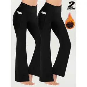 Women's Warm Fleece Lined Yoga Pants, High Waisted Thick Tapered Leggings for Fall & Winter, Supportive & Comfortable Fitness Trousers