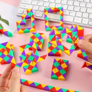 Kids Puzzle Toy Cube (3counts) Magic Snake Toy,Intelligent Magic Snake Scale Toy,Mini Snake Cube Puzzle Kit,Colorful Plastic Magic Snake Toy,Kids Party Gifts,Easter Gifts,Kids Little Gifts,Birthday Party Supplies