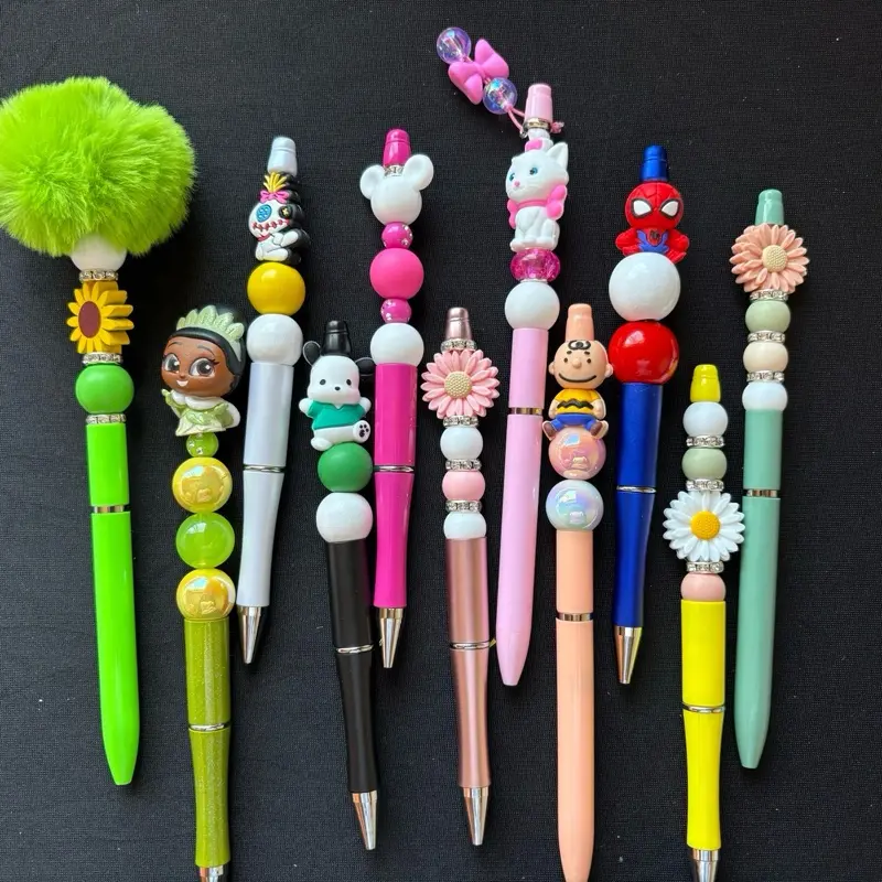 Beadable Pens - Colorful Stationery with Unique Designs and Bead Decorations