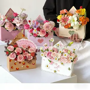 Elegant Floral Gift Box Set with Romantic Love Letter Design, Beautiful Gift Box, 5 Pack Envelope Style Birthday Gift Box for Valentine’s Day, Anniversary, Mother’s Day & More