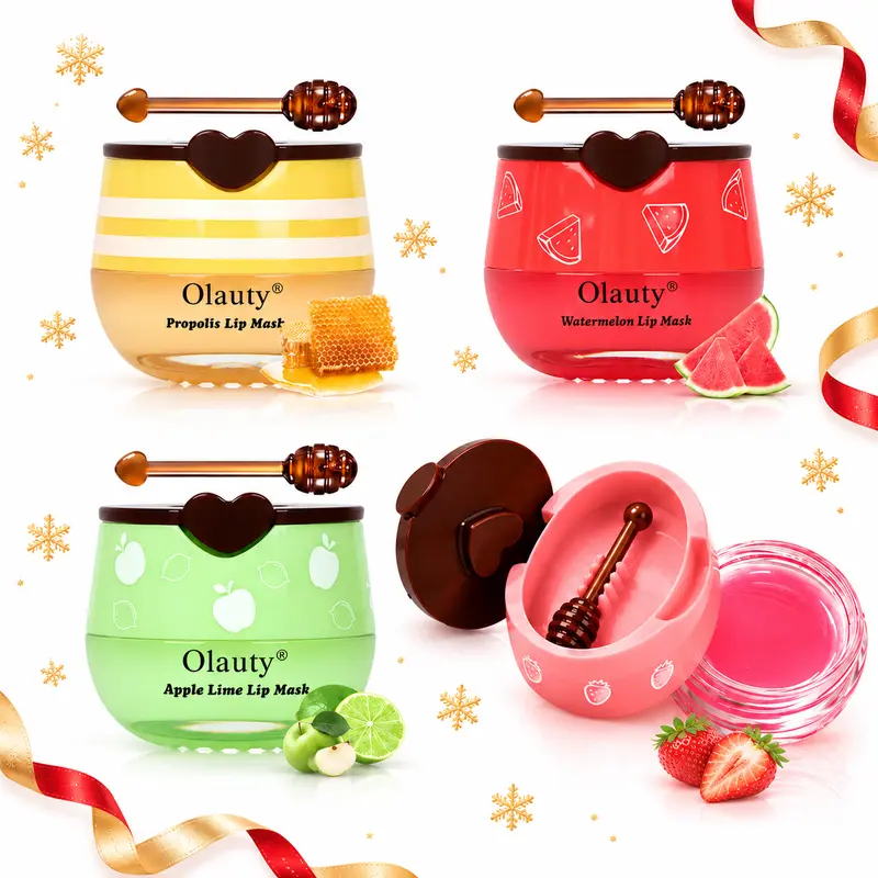 Multi-Piece Honey Pot Lip Mask Set - Cute Bee Honey Pot Lip Balm for Daily Lip Care, Overnight Beauty Routine, Travel, Birthday, Christmas & Holiday Gifts for Women