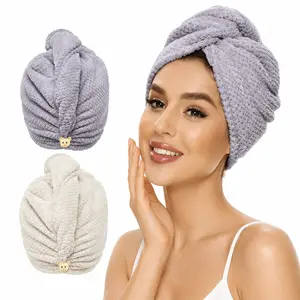 Ultra-Soft Microfiber Hair Towel Wrap Super Absorbent Quick-Dry Turban for Thick & Long Wet Hair Anti-Frizz Drying Cap for Bath & Travel