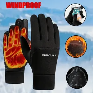 Universal Winter Cycling Gloves - Wind and Rain Dual-use, Breathable, Touchscreen Design, Adjustable Strap, Suitable for Cycling, Running, Climbing, Skiing - Black, Cycling Accessories,  Bicycle Gloves Motocross Full Finger Off-Road Gloves