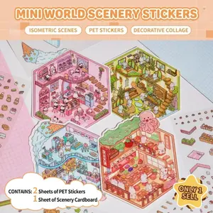3D Stereoscopic Scene Sticker Set, Waterproof DIY Mini Scene Stickers, Handmade Journal Room Decorative Stress Relief Stickers