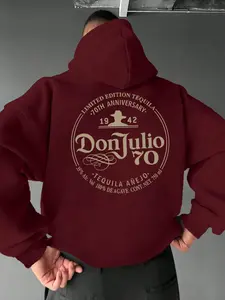 Men's Tequila Print Loose Sweatshirt, Casual Street Soft Comfy Long Sleeve Pullover for Daily Wear, Men's Top for All Seasons