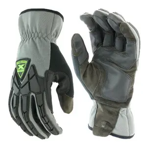 impact Gloves Extreme Work Strike ProteX ToughX Suede Palm with Gray Fabric Back and TPR Impact Protection - Slip-On Cuff