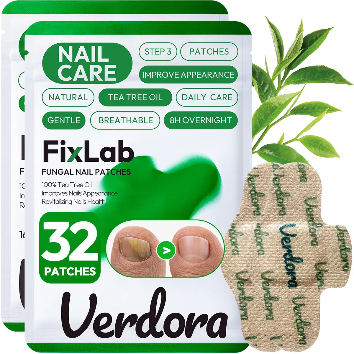 Fungal Nail Patches (32 PCS) – Overnight Nail Care Treatment, Hydrogel Repair for Damaged & Discolored Nails, Easy 8-Hour Use for Men & Women [New]