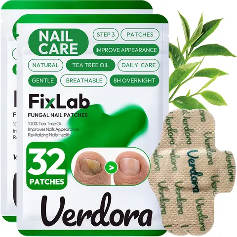 Antifungal Nail Patches - Convenient 16-32 Patch Set (32 PCS Total), Tea Tree Oil Fingernail Solution, Breathable Hydrogel Repair, 8-Hour Overnight Treatment for Men & Women [New] Antifungal Nail Repair