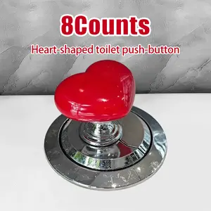 8 Counts Love Heart Shaped Toilet Tank Button Pusher, Non-Toxic Plastic Press Aid for Flush Tanks & Drawers